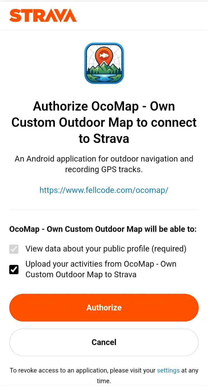 OcoMap to Strava